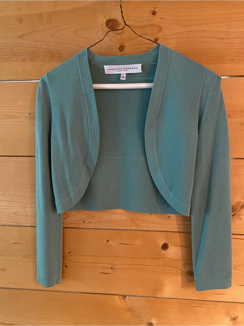 Carolina Herrera Mint Green Cropped Knit Cardigan xs